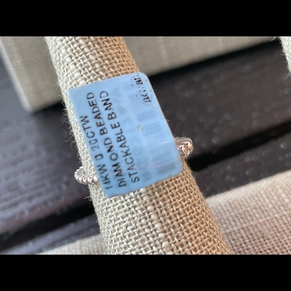 NWT 14k white gold stackable diamond beaded eternity band ring 0.20ctw - Picture 5 of 7